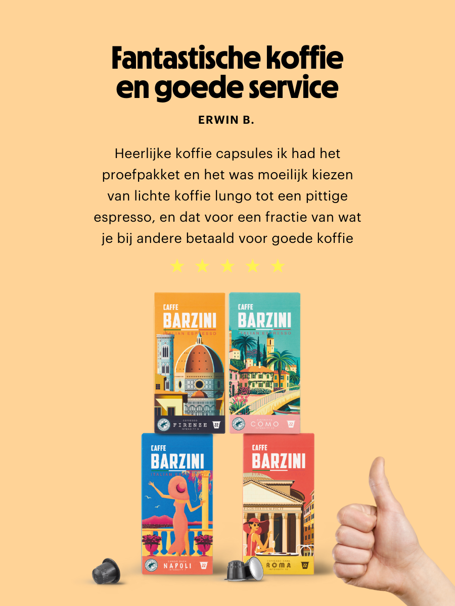 Barzini Koffiecups Proefpakket - 88 cups