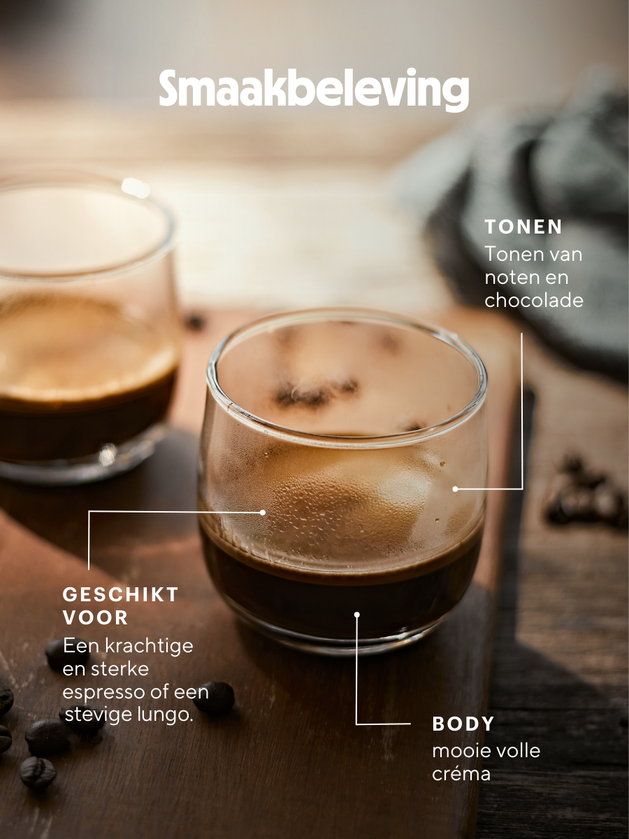 Twee glazen espresso met smaaknotities van Manetti Verde Bar: noten, chocolade en een volle crema